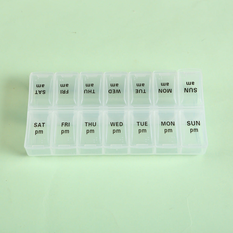 Wholesale PP Double Row Packaging 4-compartment Open Lid Portable Small Medicine Box